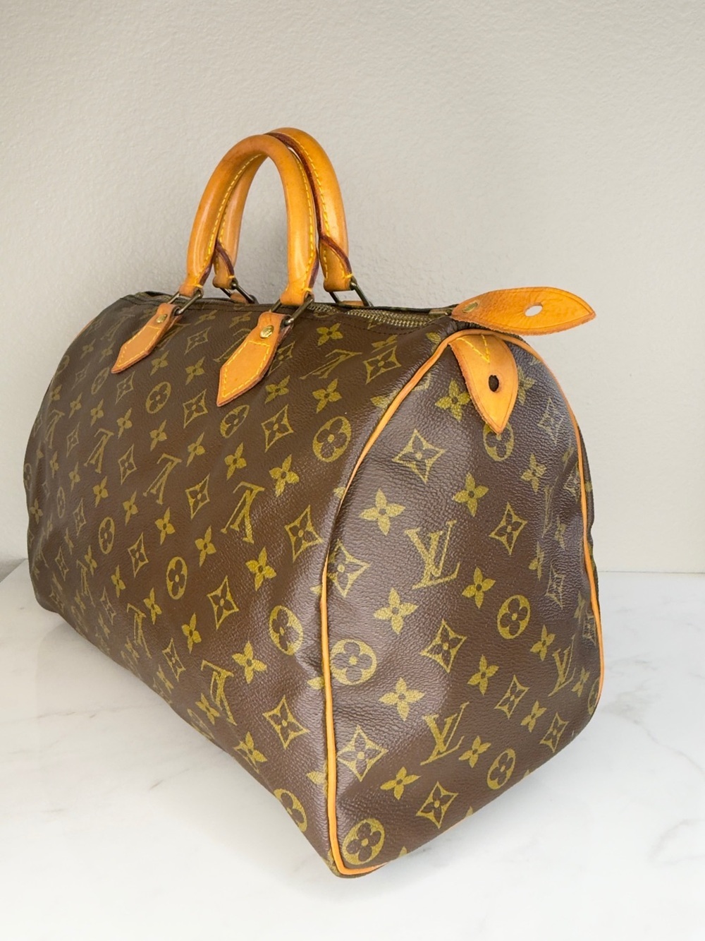 Louis Vuitton Classic Speedy 35 Monogram Canvas Tote Handbag w Lock Key Dust Bag - Picture 3 of 13